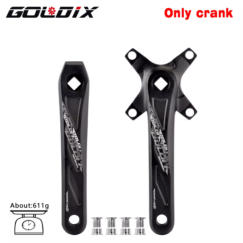 GOLDIX – pédalier de vélo à trou carré, en alliage d'aluminium, pour vtt, longueur 170/175mm, dents 