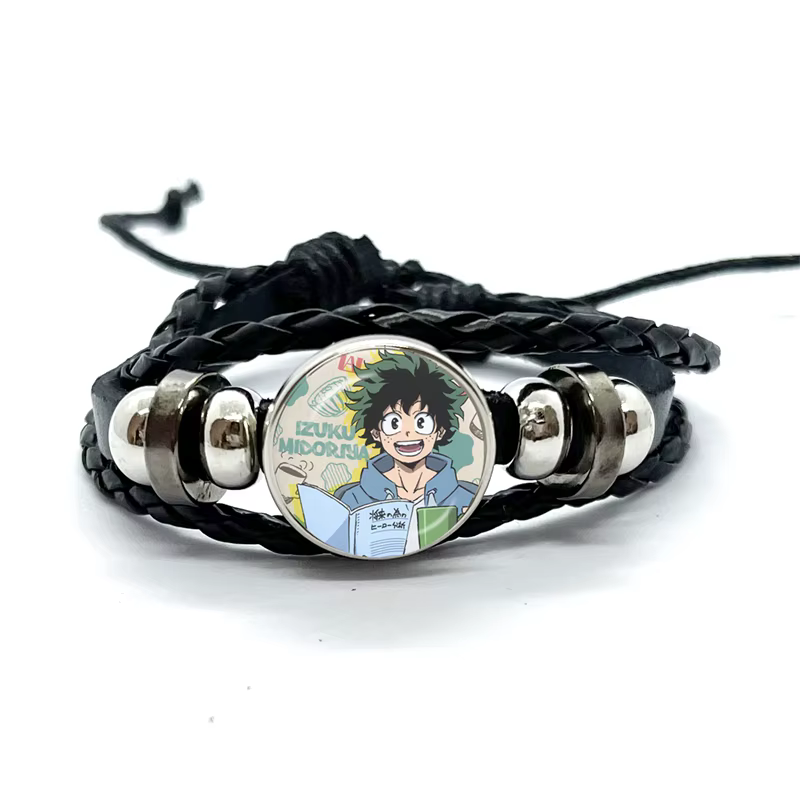 Accessoires de dessin animé My Hero Academia, Bracelet en cuir avec pierres précieuses, tissé à la m