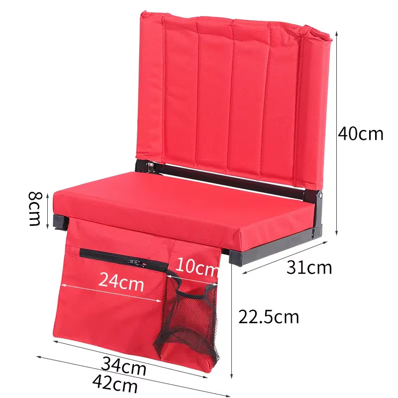 Chaises pliantes rouges d'extérieur, chaise de plage portable, coussin de dossier de camping