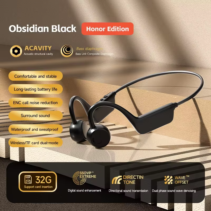 Casque à conduction osseuse étanche IPX8, MP3 32 Go, Bluetooth 5.4, casque sans fil avec micro, main