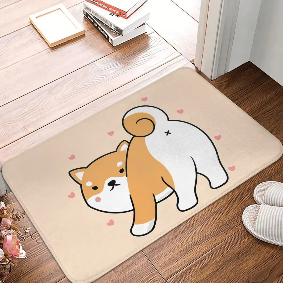 Tapis d'entrée antidérapant Kawaii Shiba Inu, décoration de la maison, tapis de balcon, tapis de sal