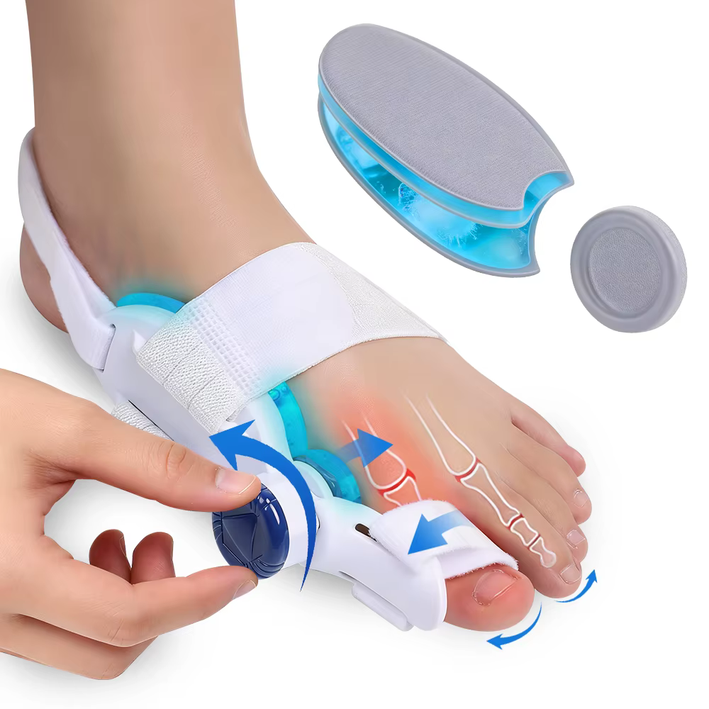 Correcteur d'hallux valgus unisexe réglable avec coussinets rafraîchissants, attelle orthopédique po