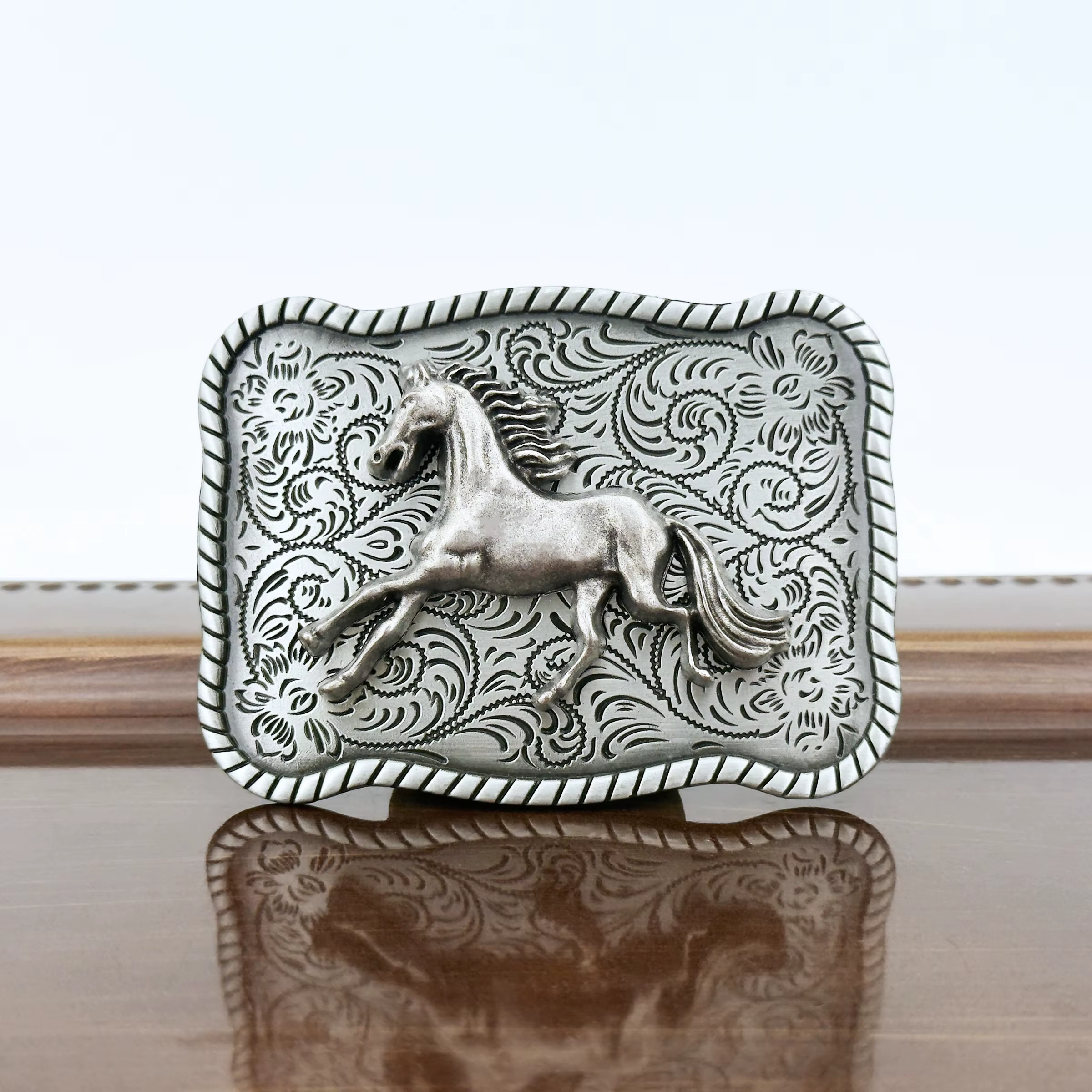 Boucle de ceinture en cuir de cheval à motifs, style ethnique occidental, mode polyvalente et amusan