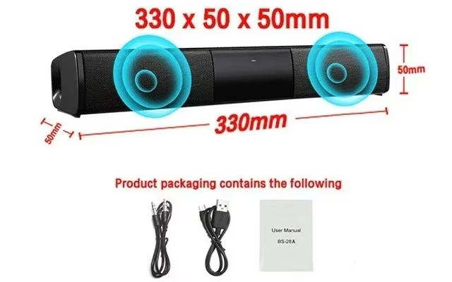 Haut-parleur Portable sans fil Bluetooth, barre de son, caisson de basses, projecteur TV, bureau, ma