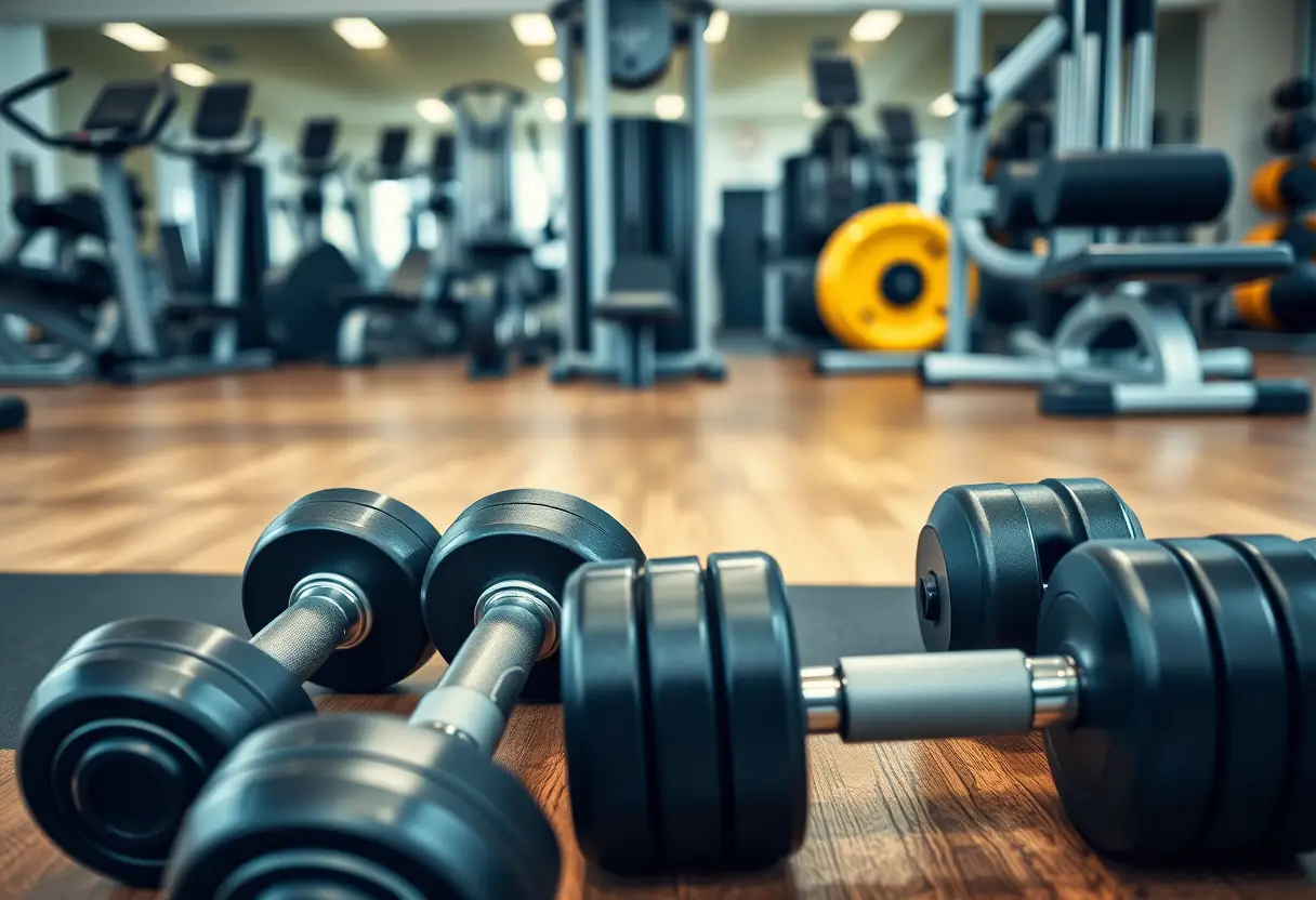 haltères réglables dans un gymnase